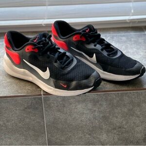 Nike Black and Red Sneakers with Breathable Mesh